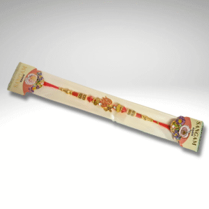 Traditional Red & Gold Beaded Rakhi