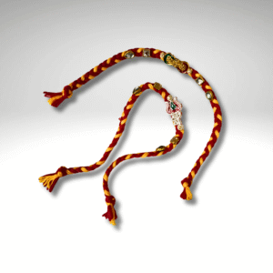 Red-Yellow Mauli Rakhi with Shivji’s Trishul Pendant