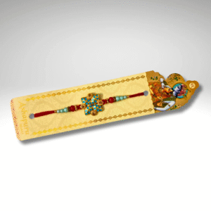 Bluish-Green Floral Design Premium Rakhi