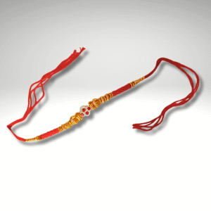 Elegant Kundan and Golden Beads Rakhi