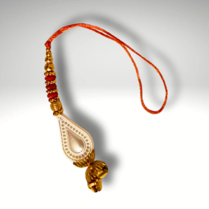 Leaf Pendant Traditional Lumba Rakhi with Golden Bell Charm