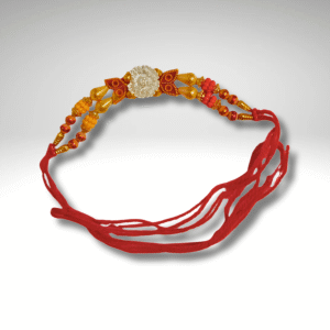 Elegant Floral Charm Rakhi with Pearls & Beads