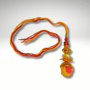 Traditional Lumba Rakhi for Bhabhi – Red & Yellow Thread with Beads
