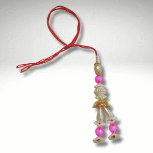 Elegant Colorful Pearl and Crystal Lumba Rakhi for Bhabhi