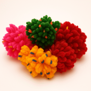Bhagwan Rakhi with Colorful Woolen Flowers - (Set of 21 Pcs)